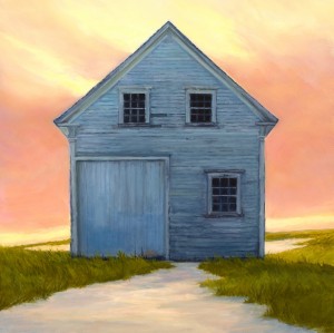 Homestead, 12” x 12”, oil on wood panel | Available | Higher Art Gallery       