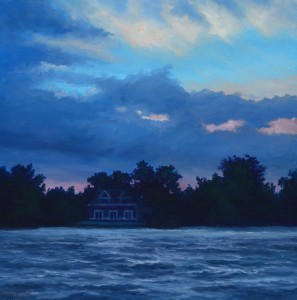 The Lake, Dusk, 6" x 6", oil on wood panel | Private Collection                      