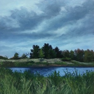 River and Sky, 6" x 6", oil on wood panel | Sold                      