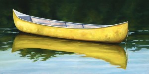 Yellow Canoe, 18” x 36”, oil on canvas | Available via Higher Art Gallery                             